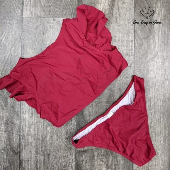 Anasabi Ruffle Crop Cheeky Bikini Swimsuit Size L - Picture 4 of 4